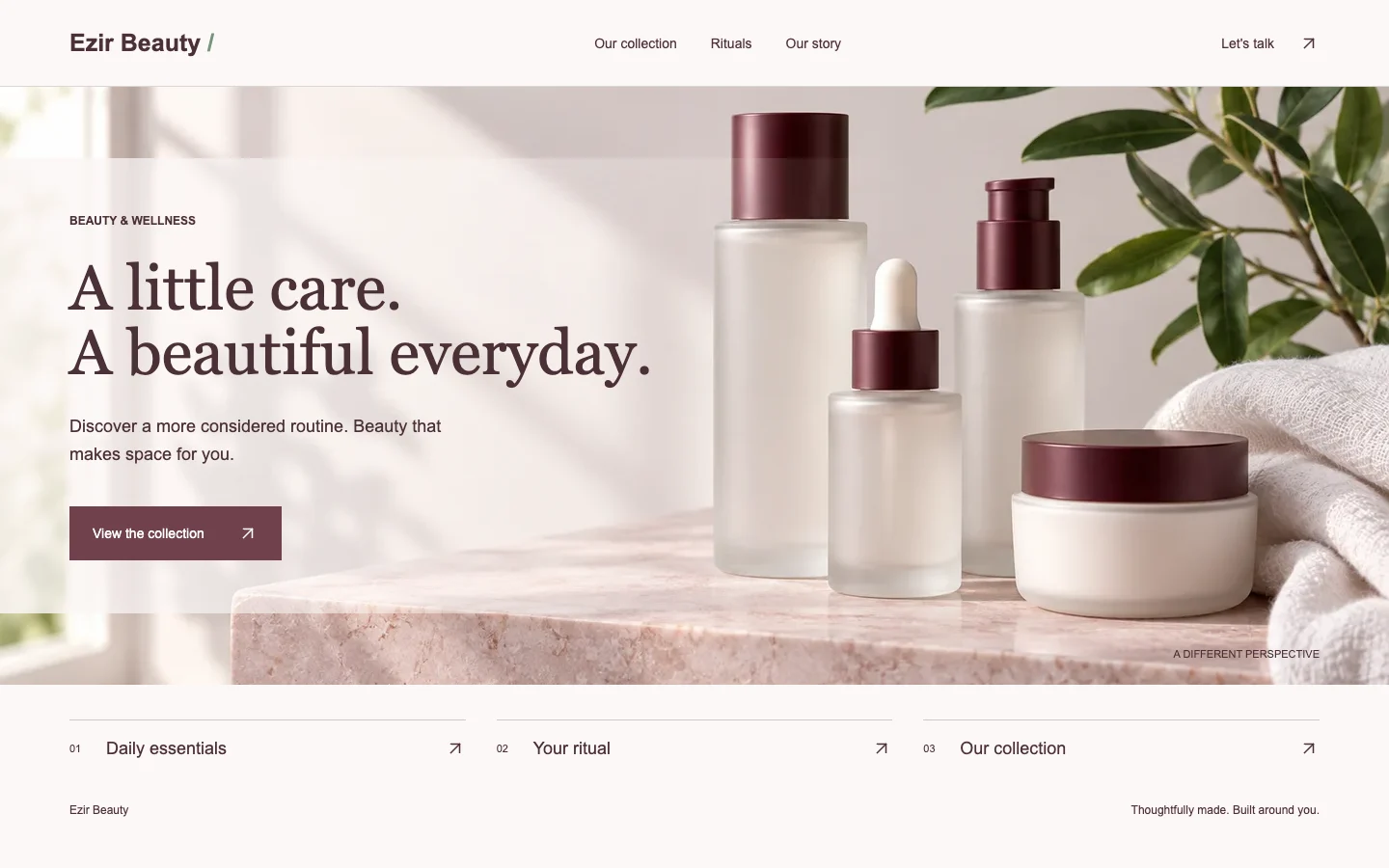 Ezir Beauty website demo homepage