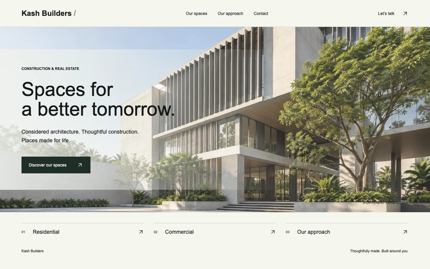 Kash Builders website demo homepage